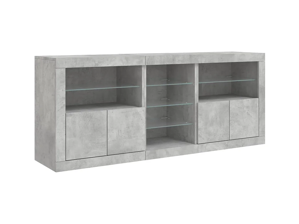 Buffet avec lumières LED gris béton 162x37x67 cm