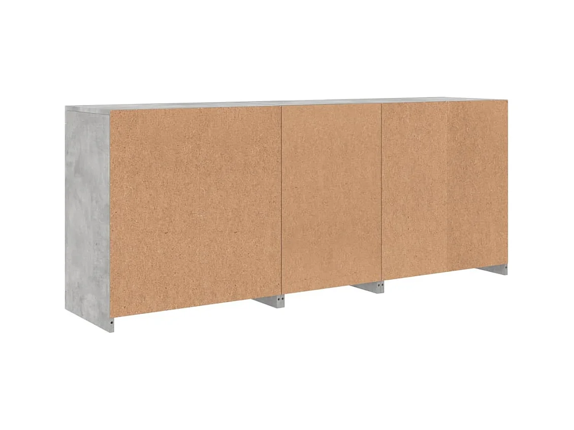 Buffet avec lumières LED gris béton 162x37x67 cm