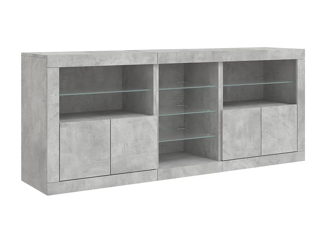 Dressoir met LED-verlichting 162x37x67 cm betongrijs