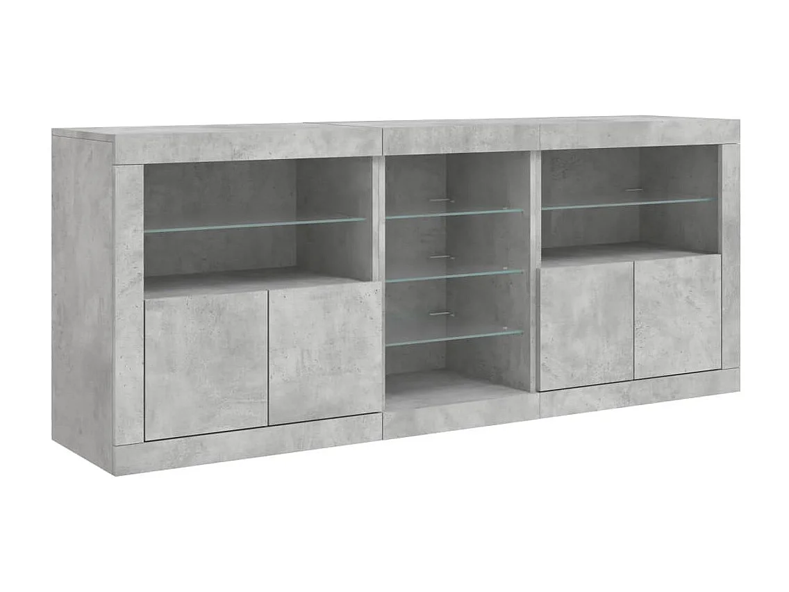 Dressoir met LED-verlichting 162x37x67 cm betongrijs