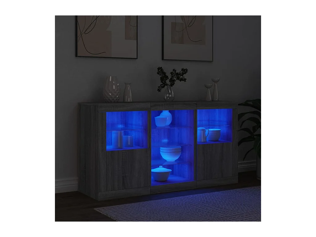 Sideboard mit LED-Leuchten Grau Sonoma 123x37x67 cm