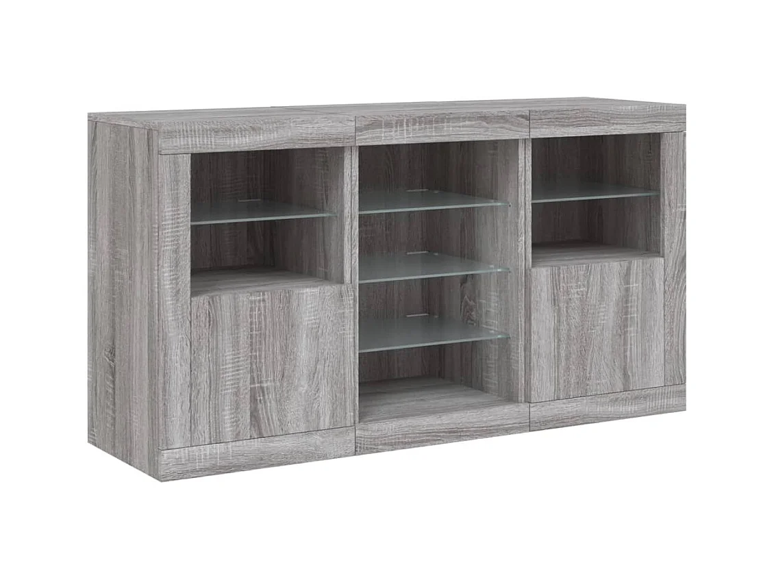 Sideboard mit LED-Leuchten Grau Sonoma 123x37x67 cm