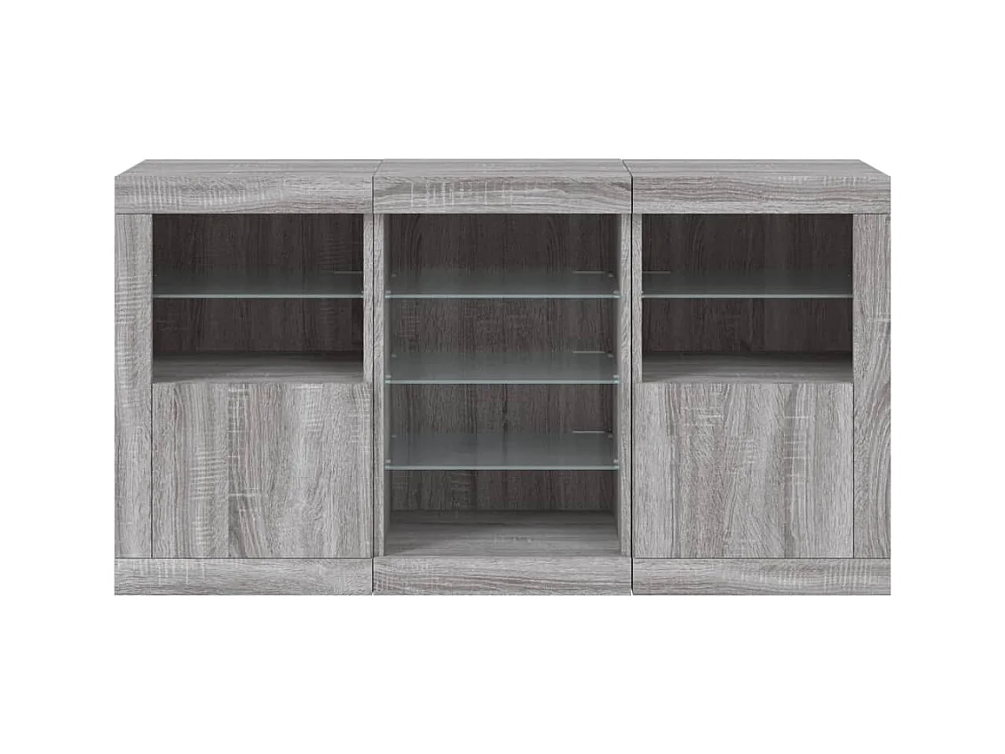 Sideboard mit LED-Leuchten Grau Sonoma 123x37x67 cm