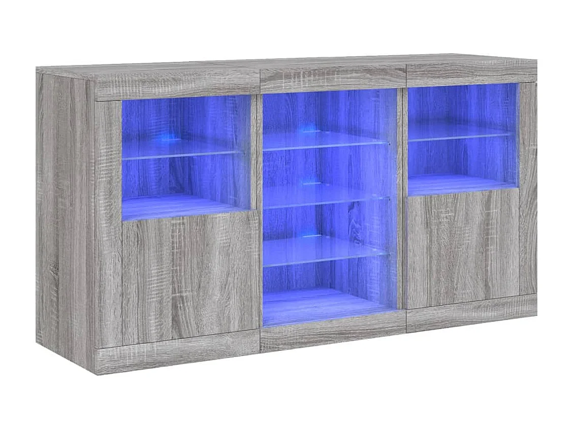 Dressoir met LED-verlichting 123x37x67 cm grijs sonoma eiken