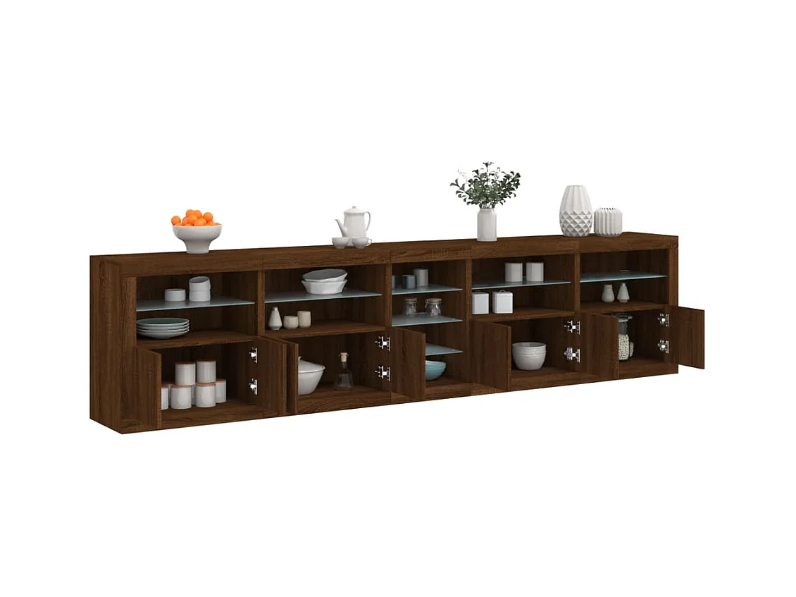 Buffet avec lumières LED chêne marron 283x37x67 cm