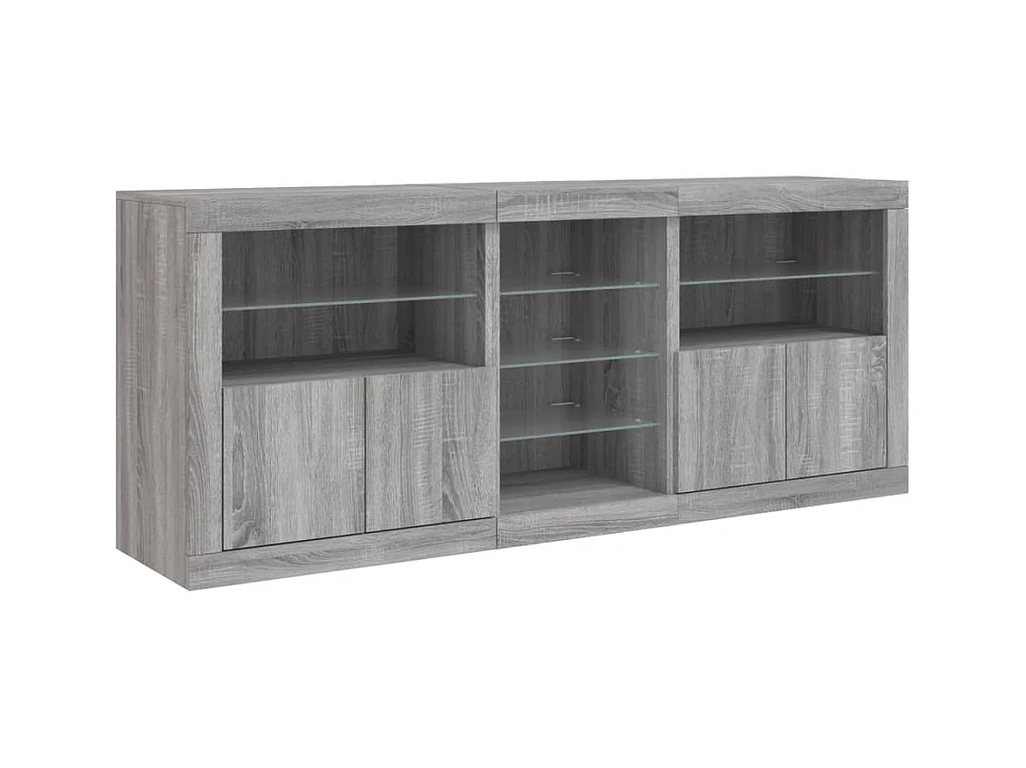 Buffet avec lumières LED sonoma gris 162x37x67 cm