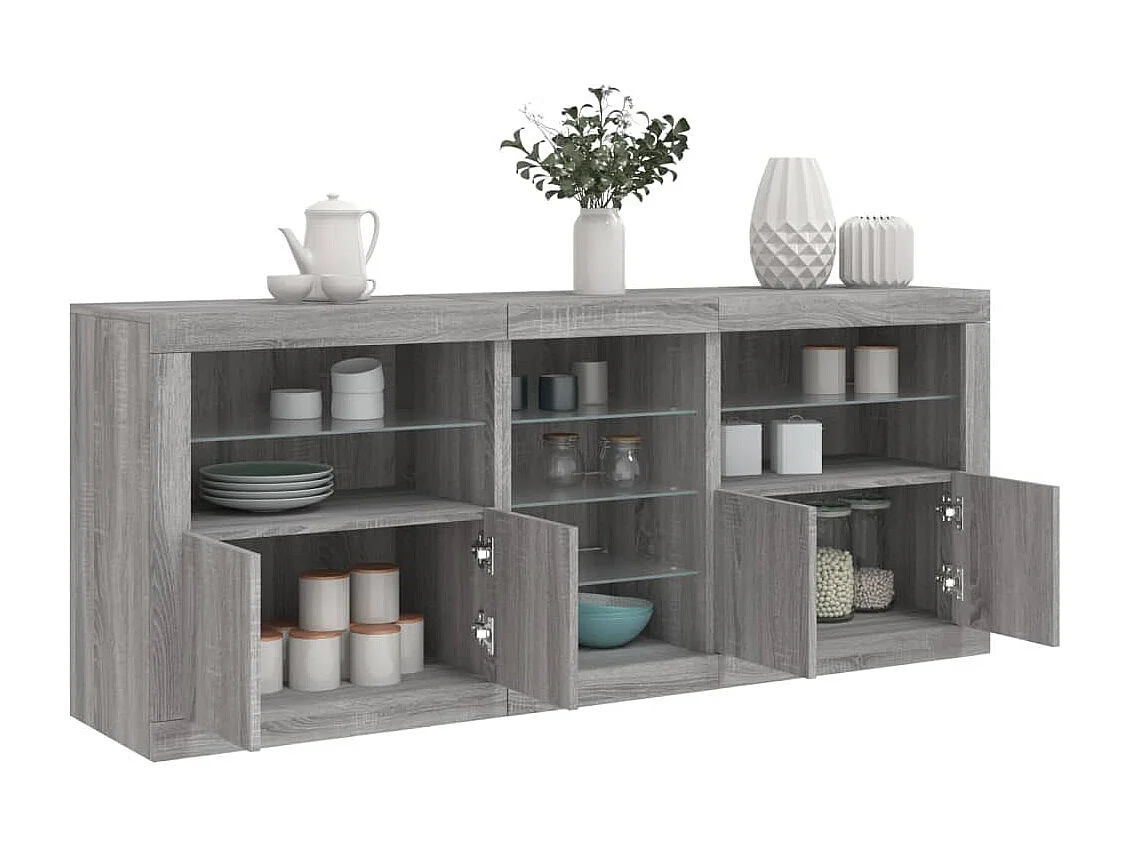Sideboard mit LED-Leuchten Grau Sonoma 162x37x67 cm