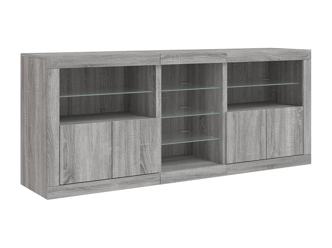 Sideboard mit LED-Leuchten Grau Sonoma 162x37x67 cm