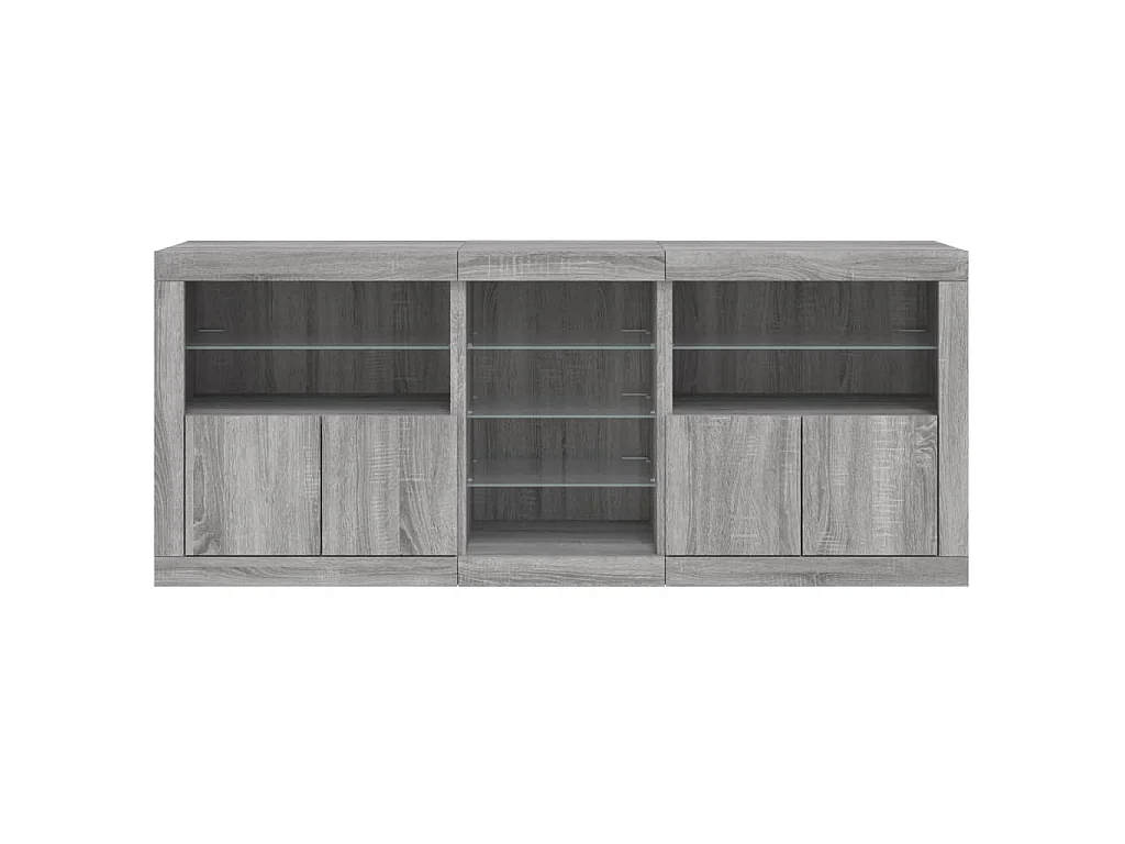 Dressoir met LED-verlichting 162x37x67 cm grijs sonoma