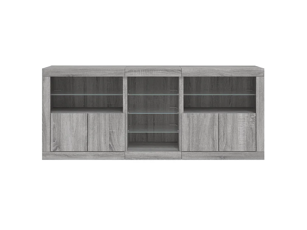 Dressoir met LED-verlichting 162x37x67 cm grijs sonoma