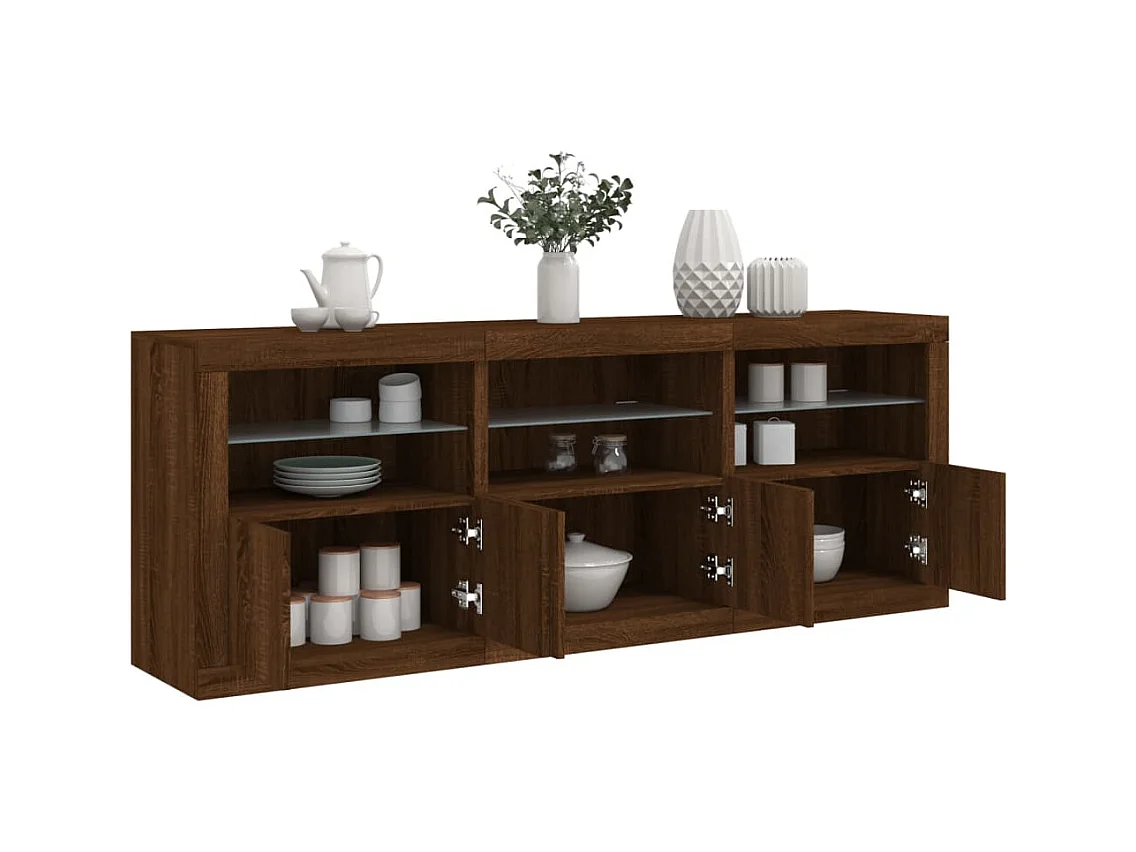Buffet avec lumières LED chêne marron 181,5x37x67 cm