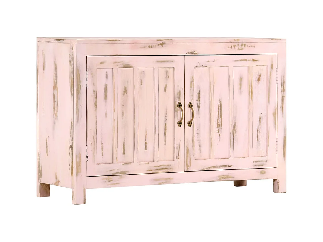 Credenza Rosa Chiaro 110x35x70 cm in Legno Massello di Mango