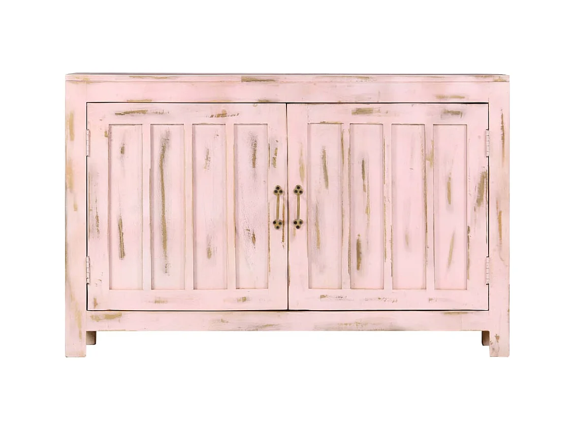 Credenza Rosa Chiaro 110x35x70 cm in Legno Massello di Mango