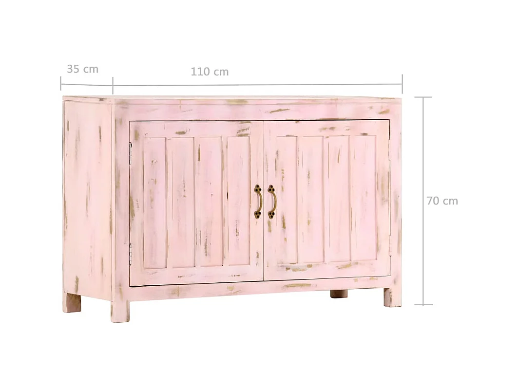 Credenza Rosa Chiaro 110x35x70 cm in Legno Massello di Mango