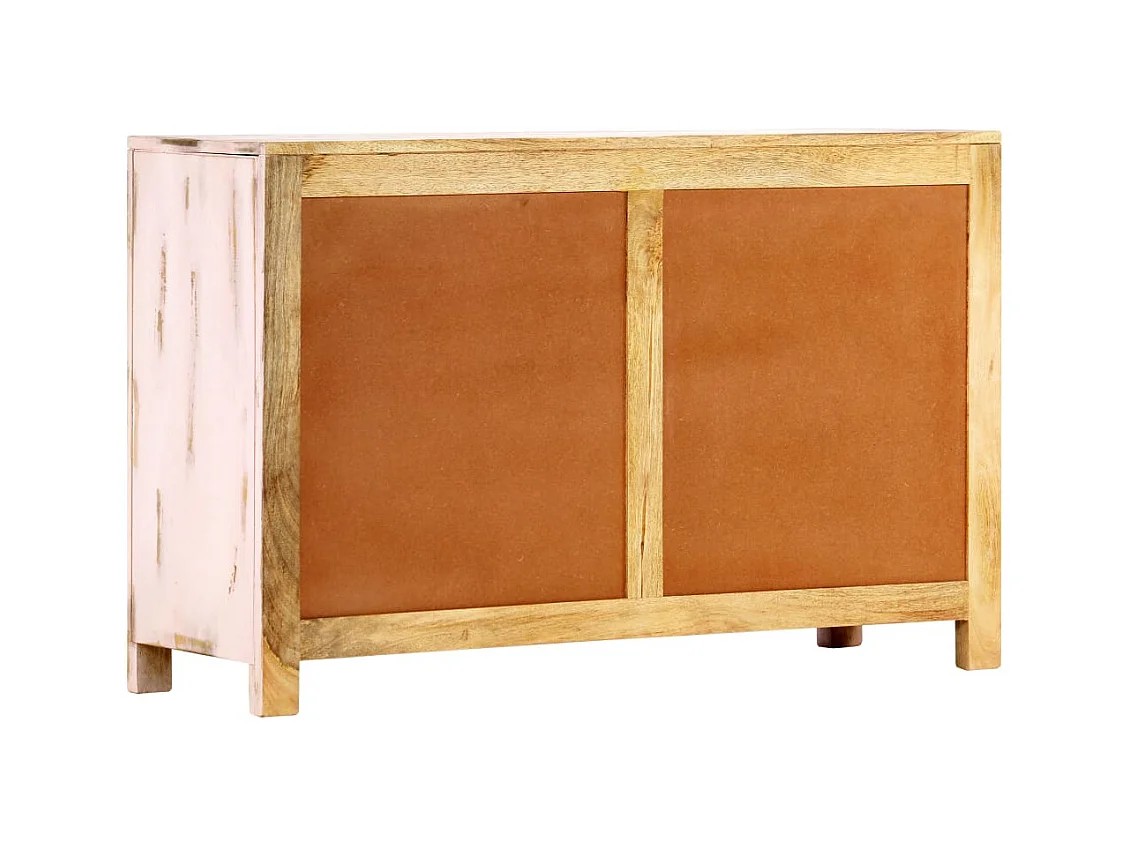 Credenza Rosa Chiaro 110x35x70 cm in Legno Massello di Mango