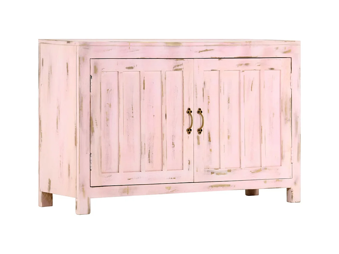 Credenza Rosa Chiaro 110x35x70 cm in Legno Massello di Mango
