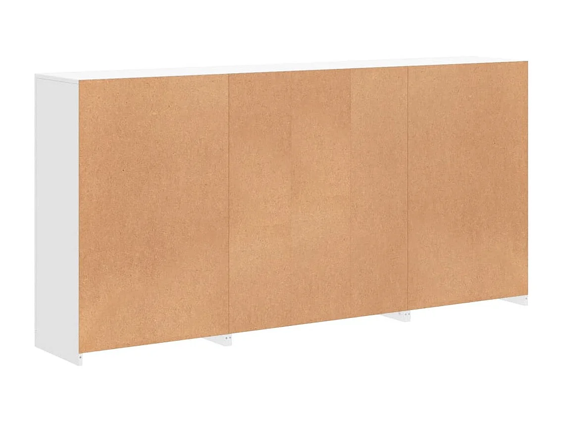 Nowoczesny biały bufet 202x37x100 cm z podświetleniem LED RGB, duża pojemność, drzwi i regulowane oświetlenie