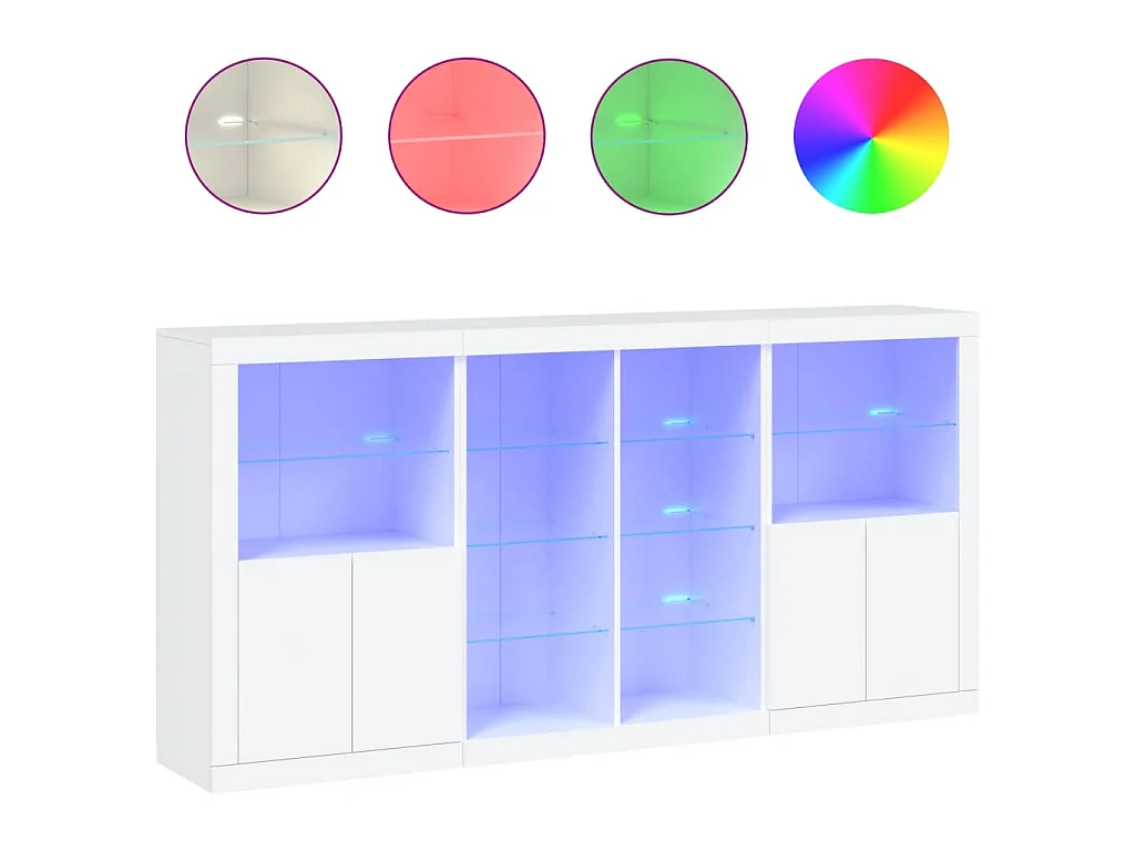 Buffet avec lumières LED blanc 202x37x100 cm