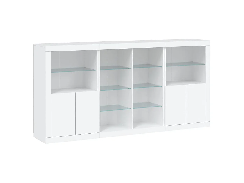 Buffet avec lumières LED blanc 202x37x100 cm