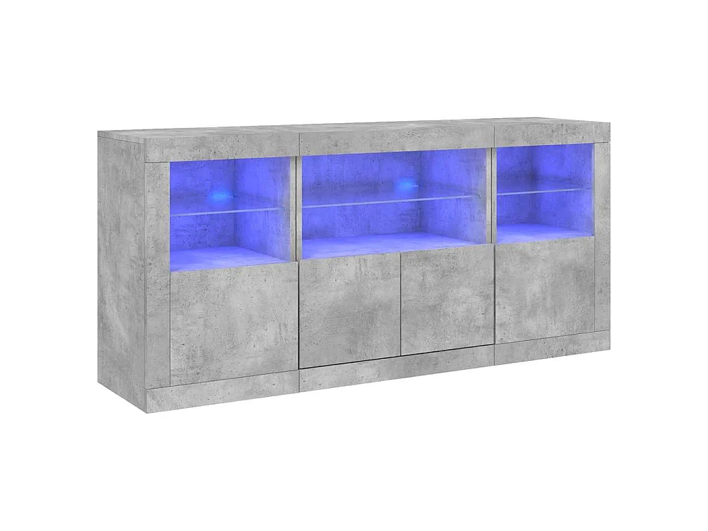 Dressoir met LED-verlichting 142,5x37x67 cm betongrijs