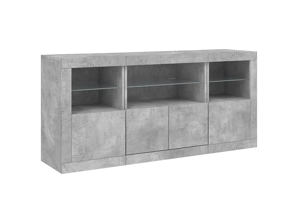Dressoir met LED-verlichting 142,5x37x67 cm betongrijs