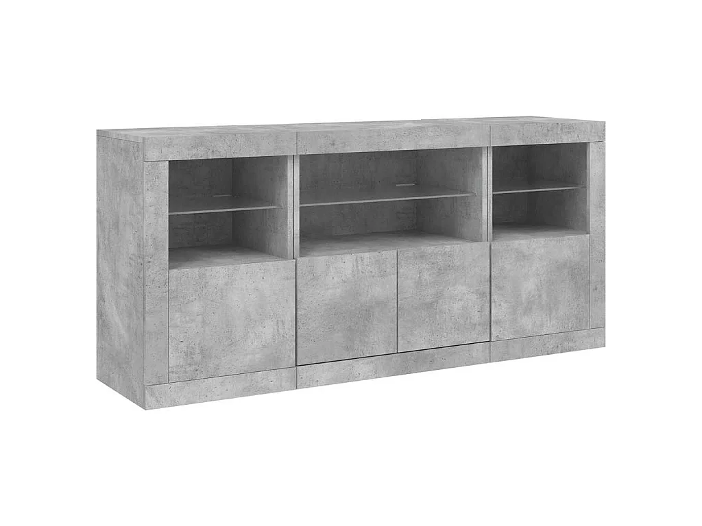 Buffet avec lumières LED gris béton 142,5x37x67 cm