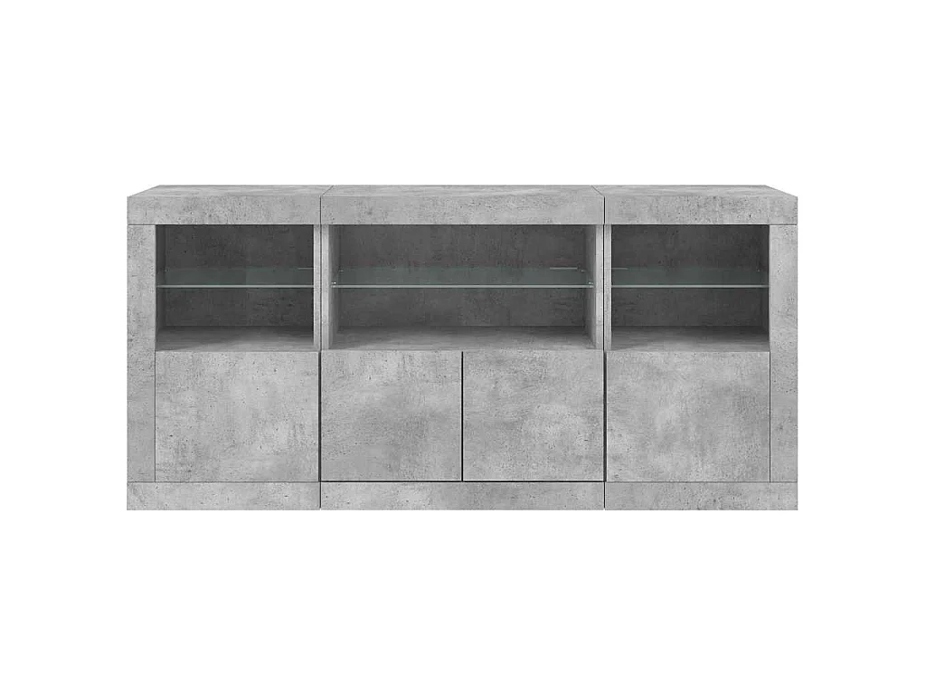 Buffet avec lumières LED gris béton 142,5x37x67 cm