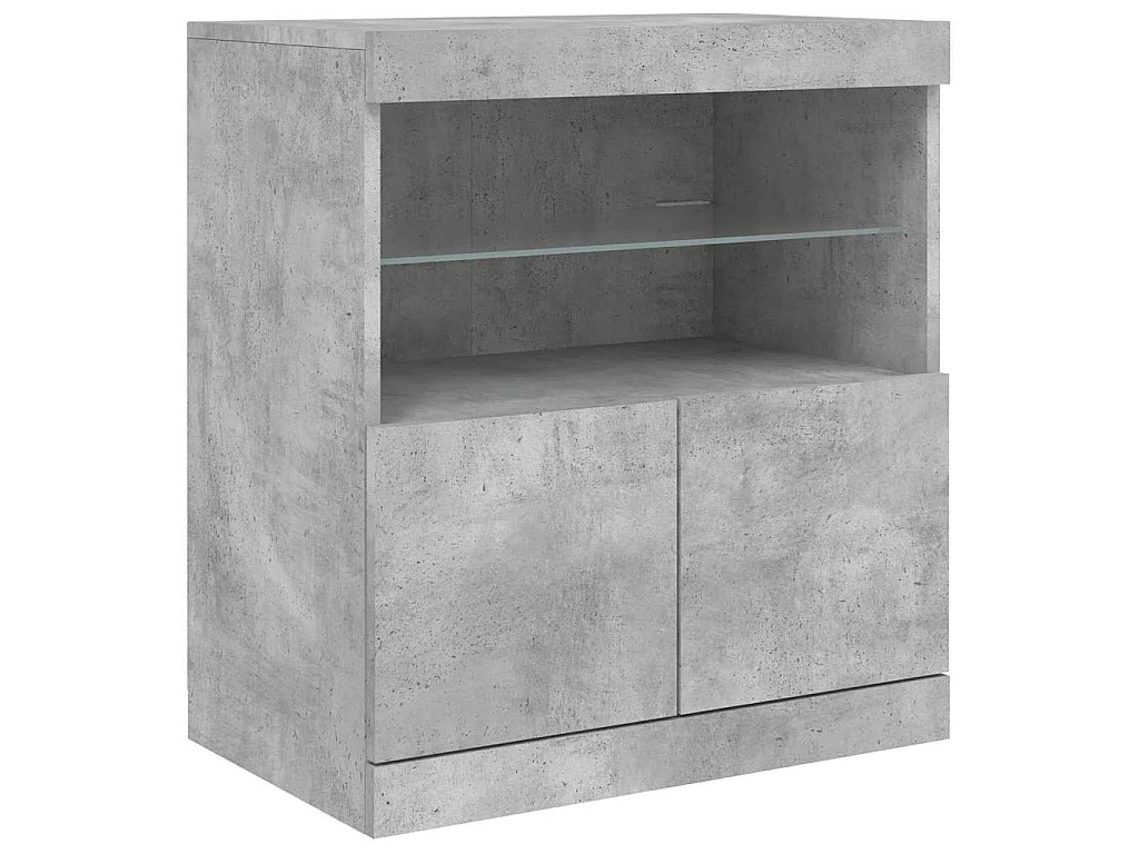 Buffet avec lumières LED gris béton 142,5x37x67 cm