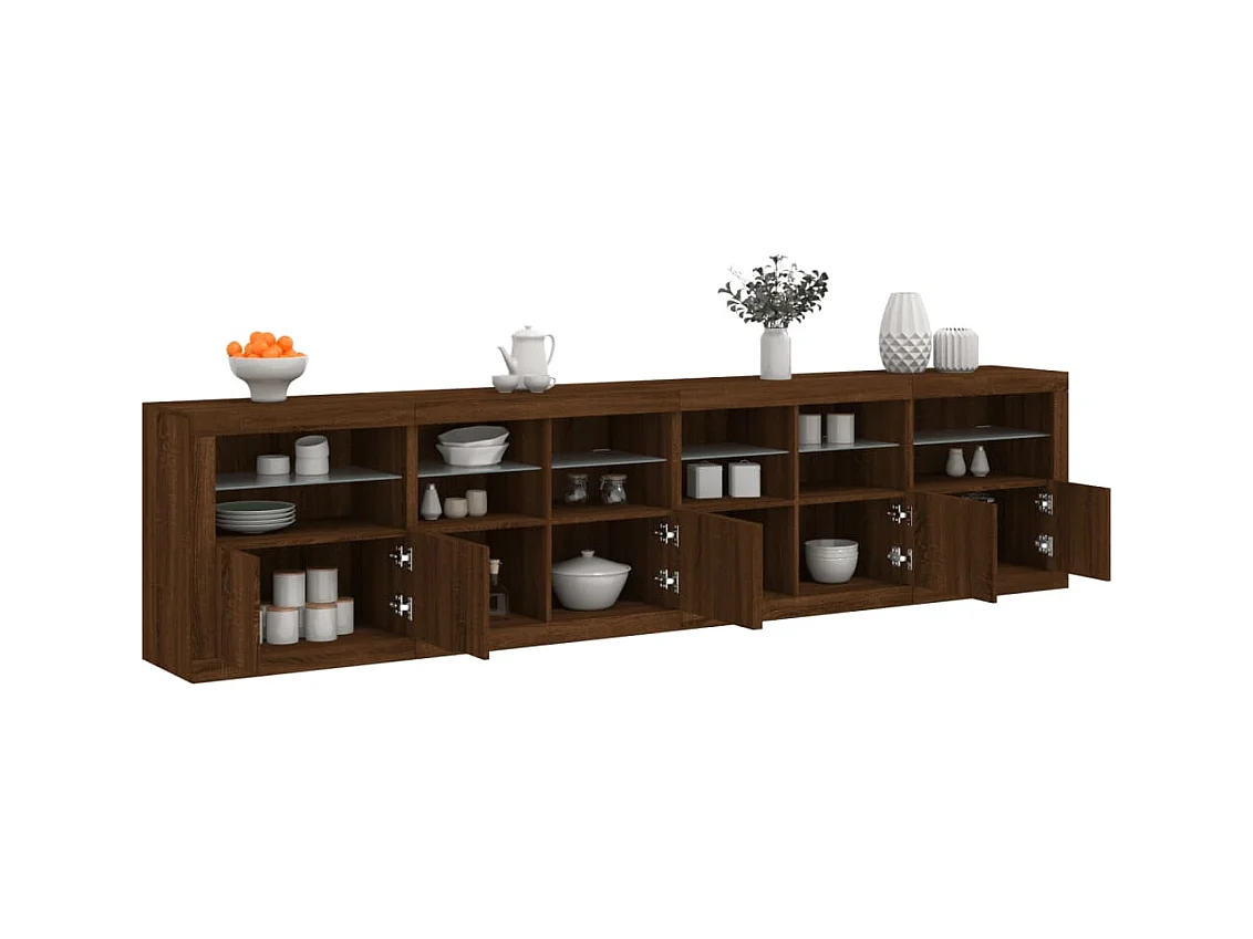 Buffet avec lumières LED chêne marron 283x37x67 cm