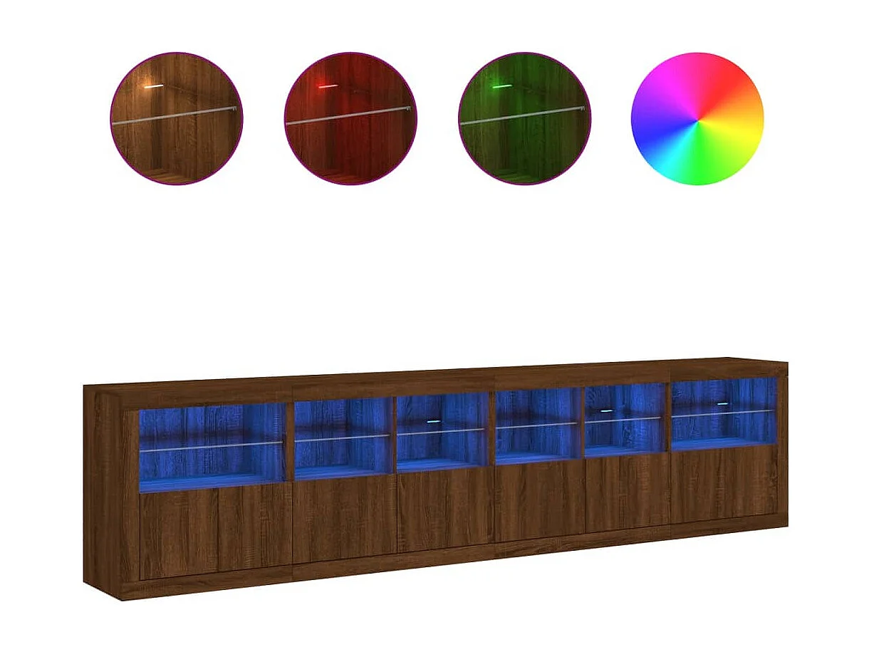 Sideboard mit LED-Leuchten Braun Eichen-Optik 283x37x67 cm