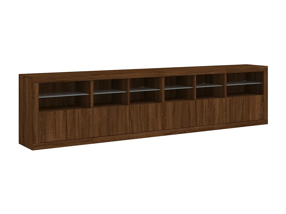 Sideboard mit LED-Leuchten Braun Eichen-Optik 283x37x67 cm