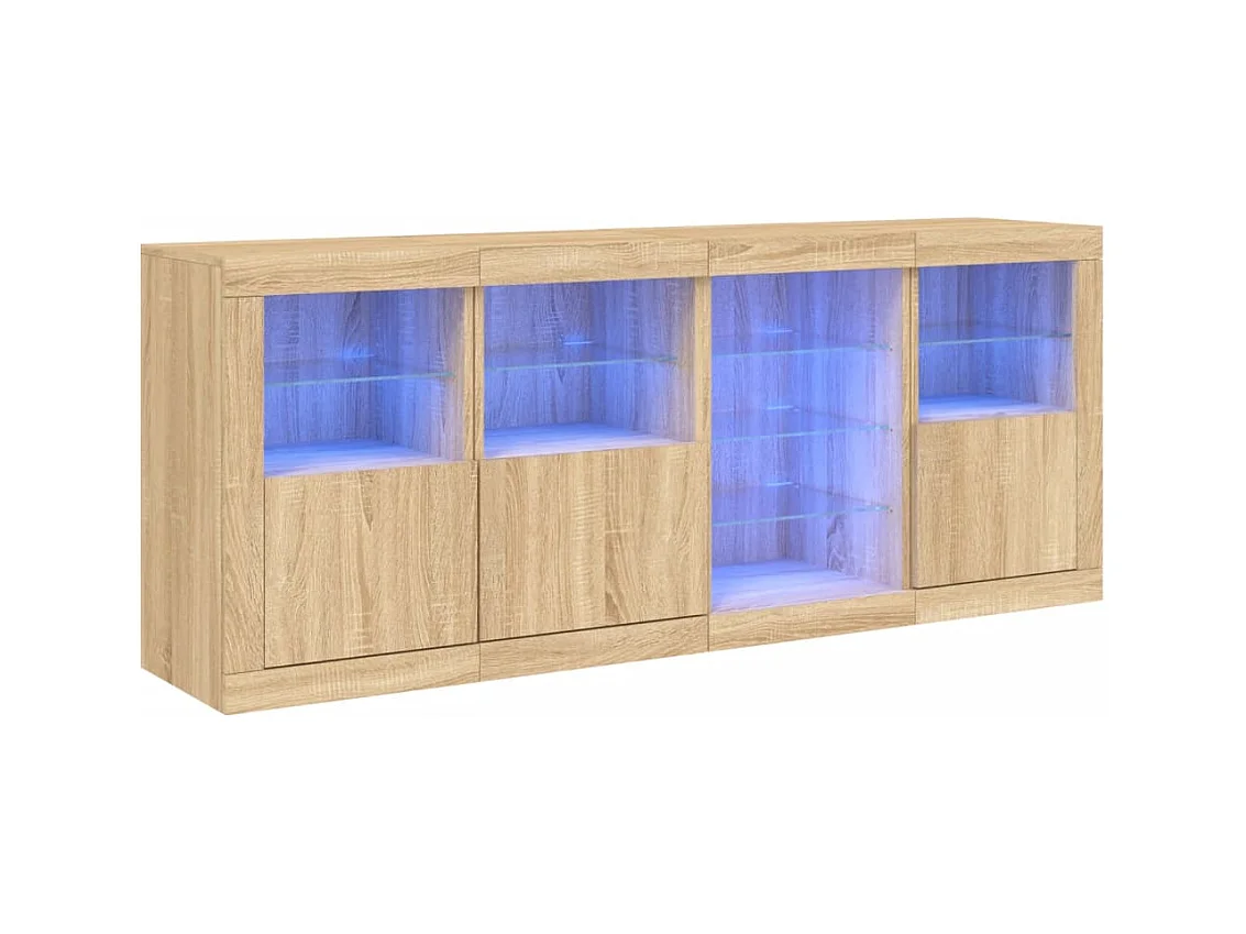 Buffet avec lumières LED chêne sonoma 164x37x67 cm