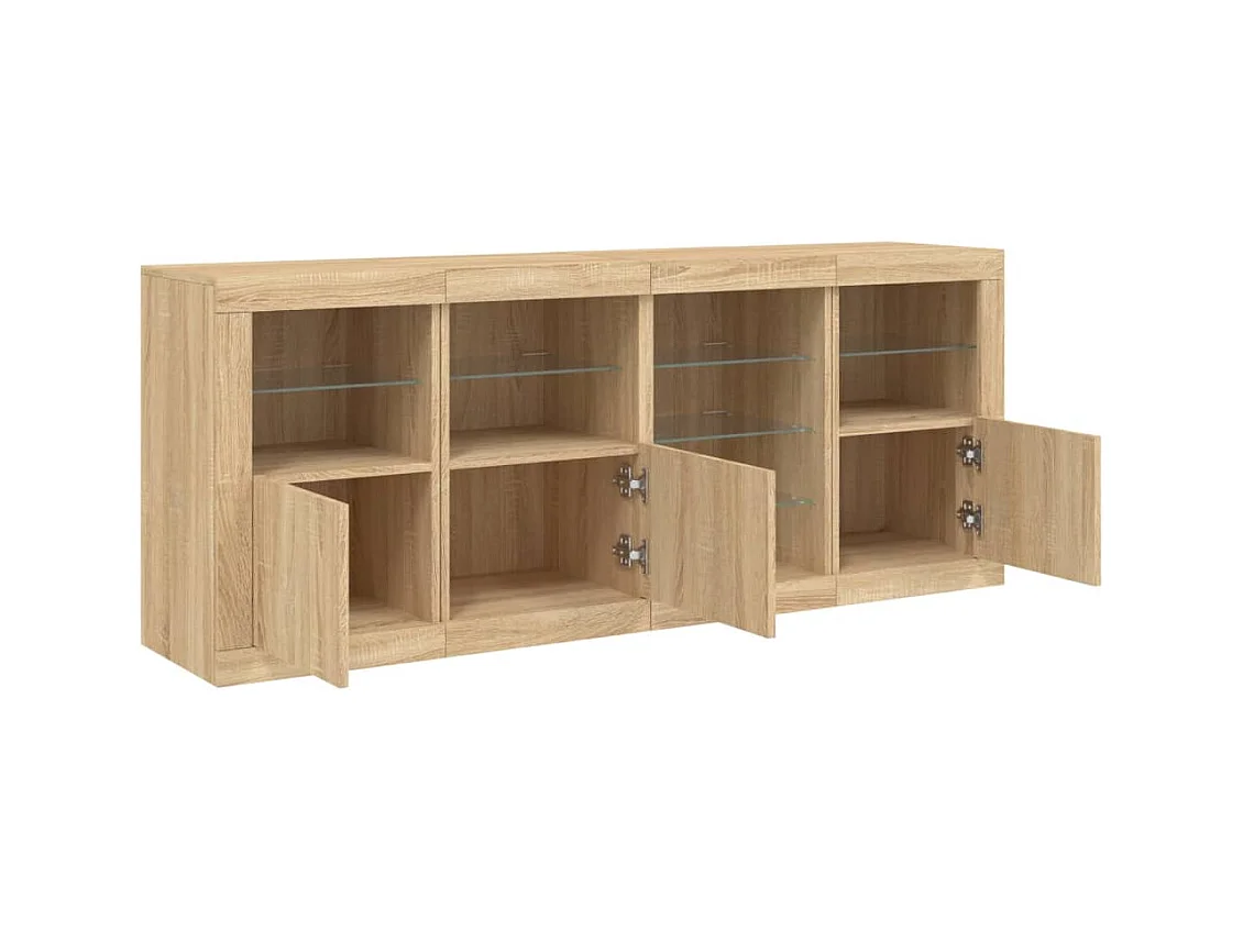 Buffet avec lumières LED chêne sonoma 164x37x67 cm