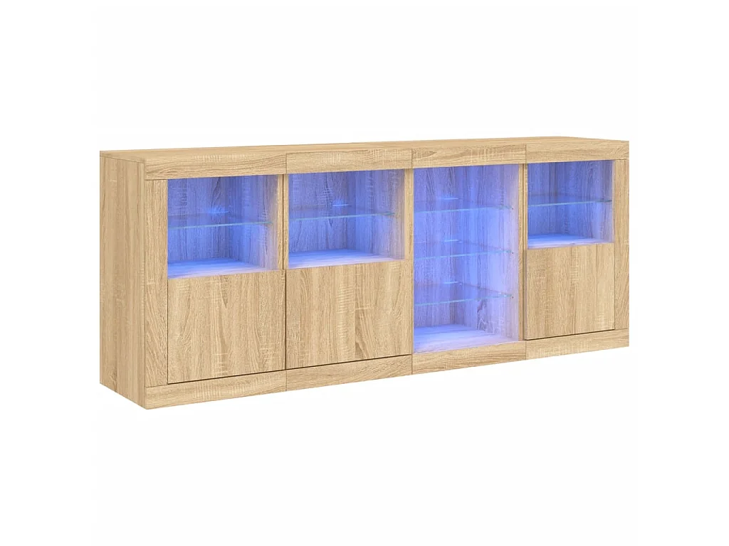 Buffet avec lumières LED chêne sonoma 164x37x67 cm