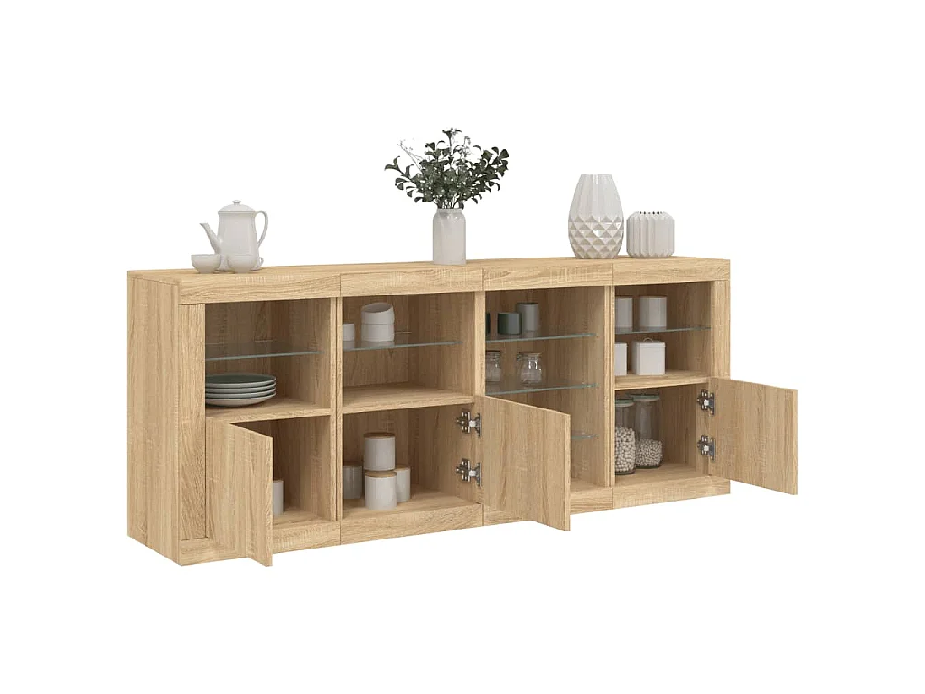 Buffet avec lumières LED chêne sonoma 164x37x67 cm