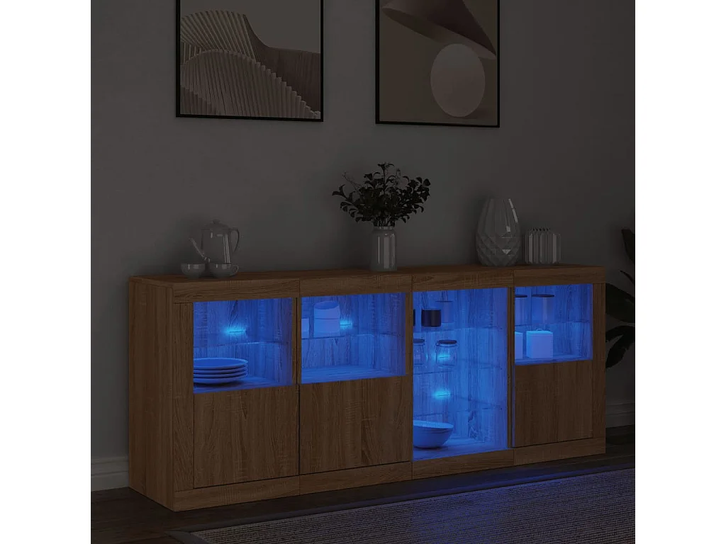 Buffet avec lumières LED chêne sonoma 164x37x67 cm
