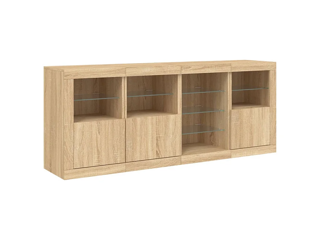 Buffet avec lumières LED chêne sonoma 164x37x67 cm