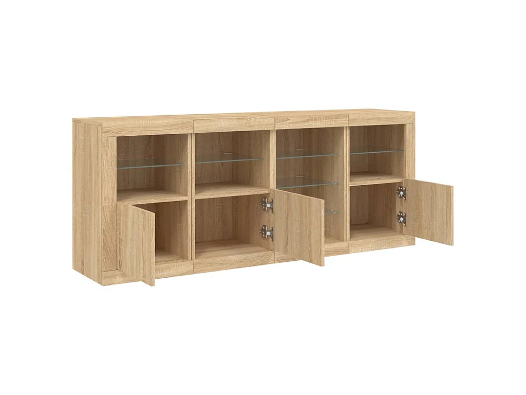 Buffet avec lumières LED chêne sonoma 164x37x67 cm