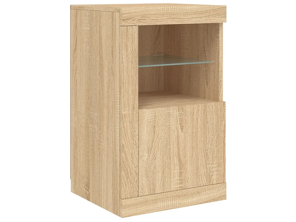 Buffet avec lumières LED chêne sonoma 164x37x67 cm