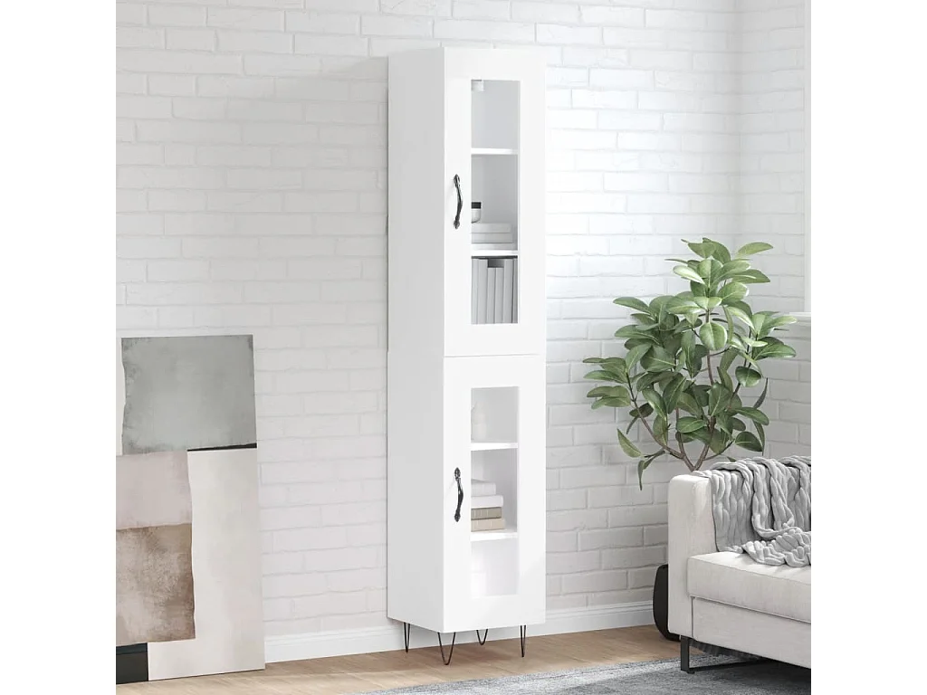 Buffet haut Blanc 34,5x34x180 cm Bois d'ingénierie