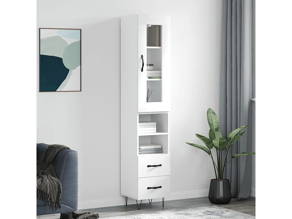 Highboard Weiß 34,5x34x180 cm Holzwerkstoff