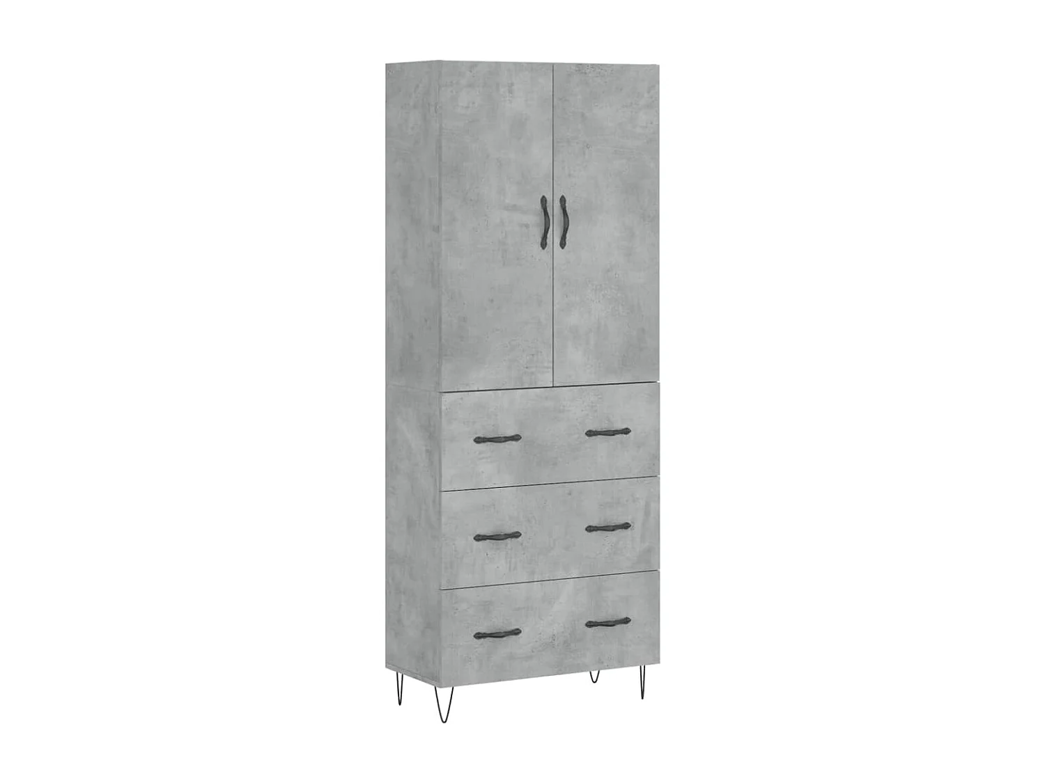 Buffet haut Gris béton 69,5x34x180 cm Bois d'ingénierie