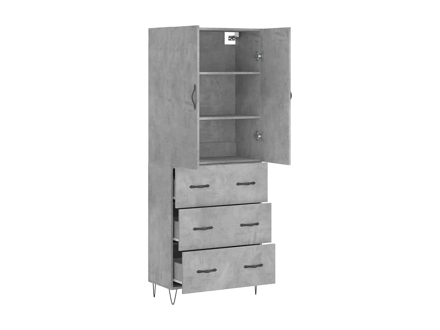 Buffet haut Gris béton 69,5x34x180 cm Bois d'ingénierie