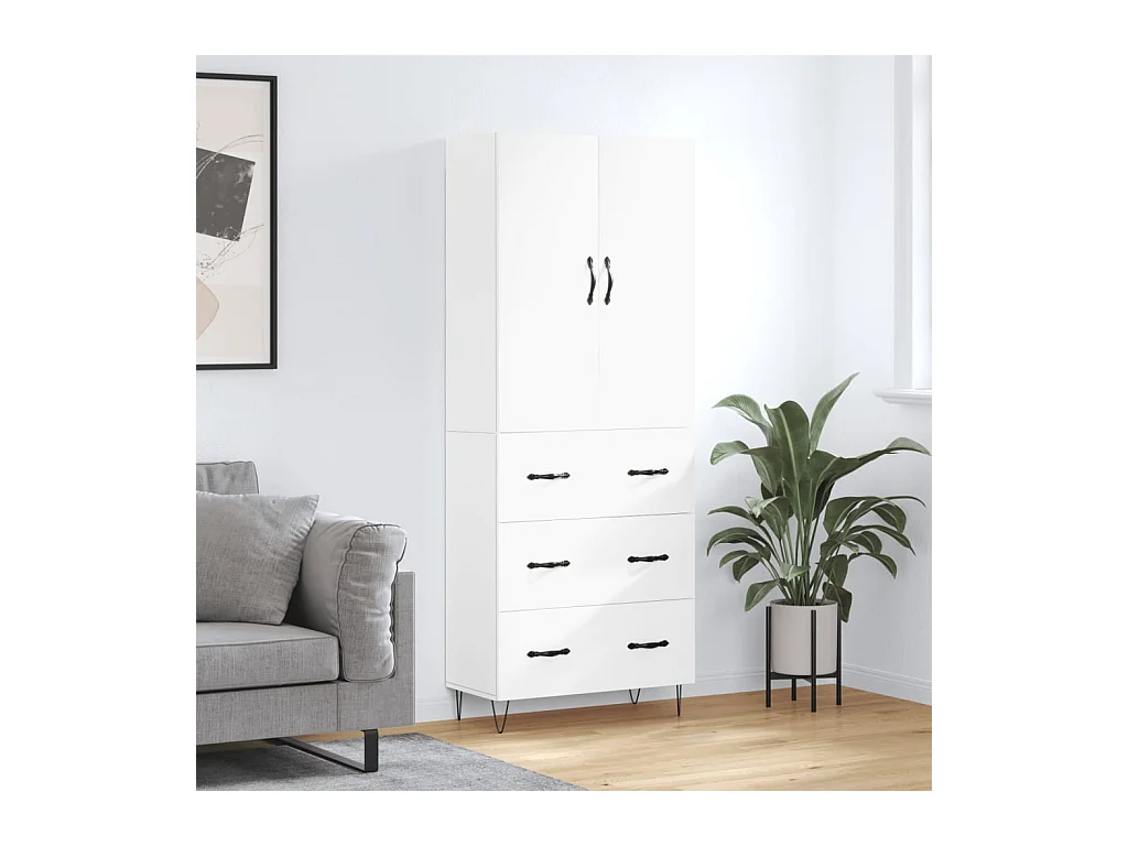 Highboard Weiß 69,5x34x180 cm Holzwerkstoff