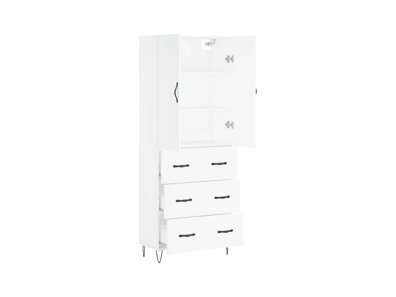 Highboard Weiß 69,5x34x180 cm Holzwerkstoff