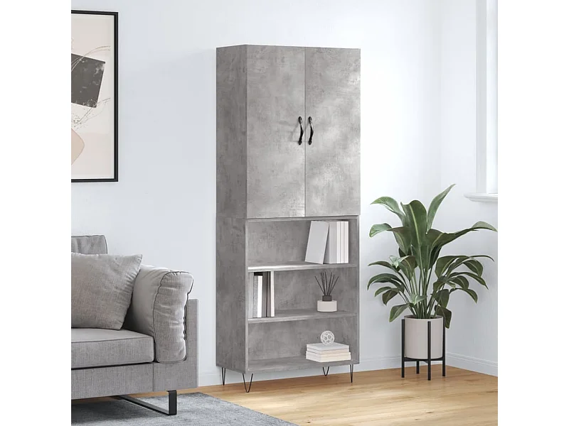 Armário alto 69,5x34x180 cm derivados de madeira cinza cimento