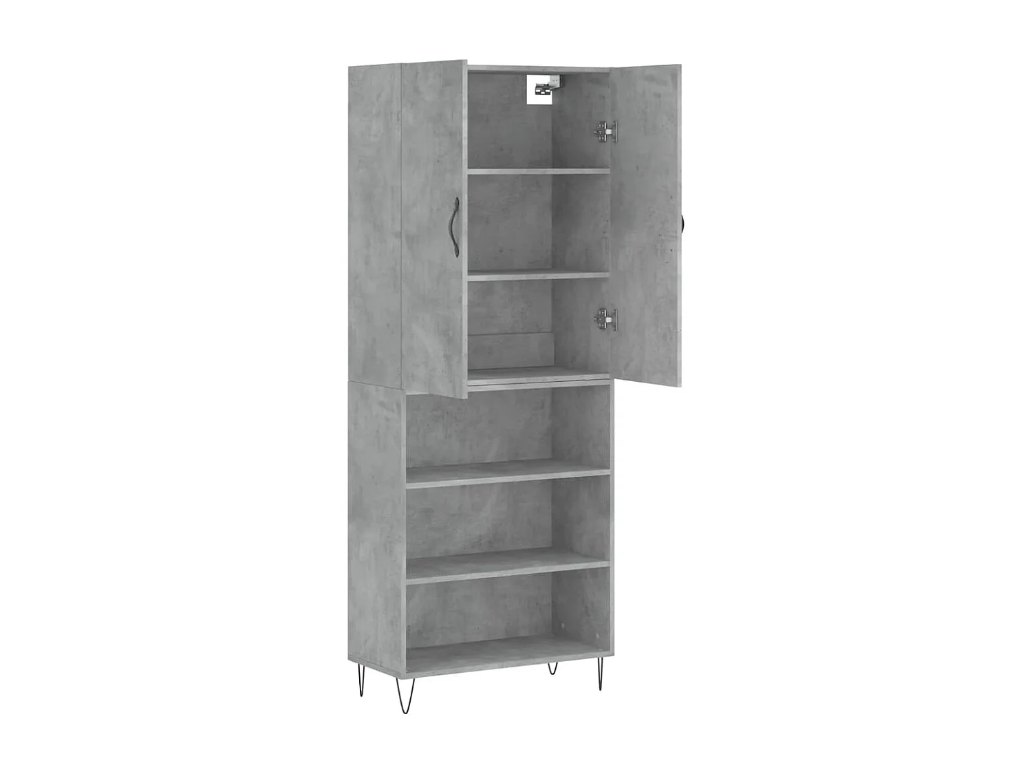 Hoge kast 69,5x34x180 cm bewerkt hout betongrijs