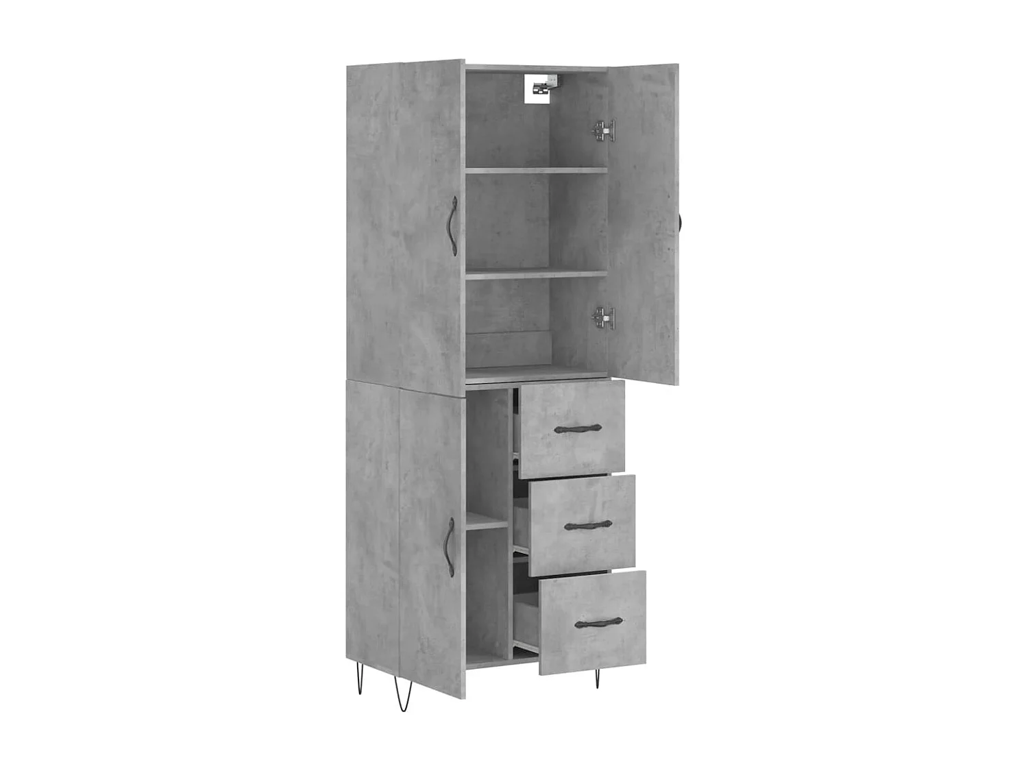 Buffet haut Gris béton 69,5x34x180 cm Bois d'ingénierie