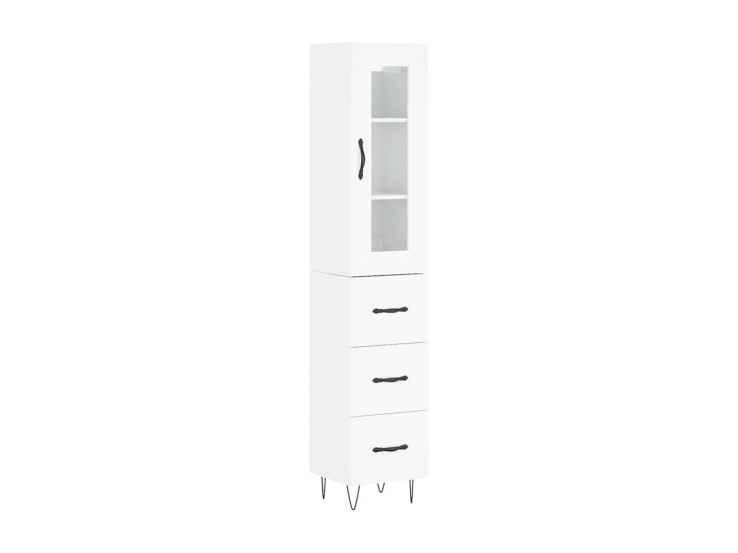 Credenza 34,5x34x180 cm in Legno Multistrato Bianco Lucido