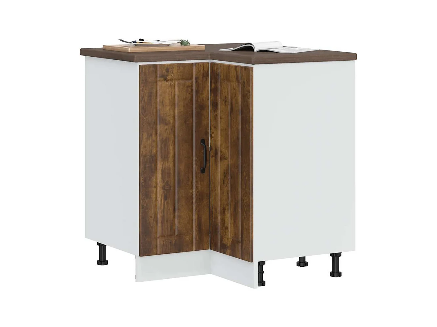 Armoire d'angle de cuisine Lucca chêne fumé bois d'ingénierie